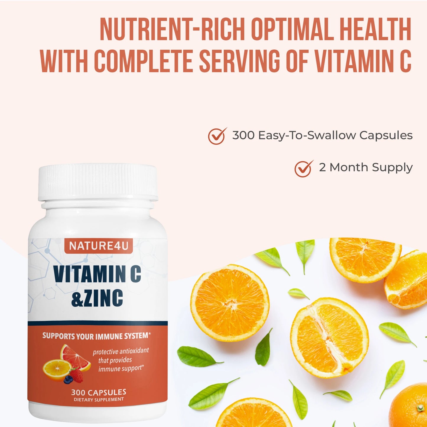 Vitamin C 1000mg with Zinc and Bioflavonoids, 300 Capsules