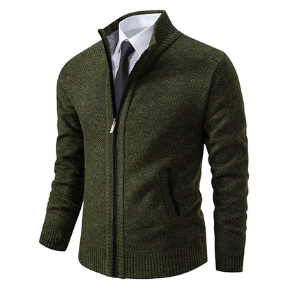 Men's Fleece Lined Stand Collar Zipper Jacket