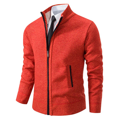 Men's Fleece Lined Stand Collar Zipper Jacket