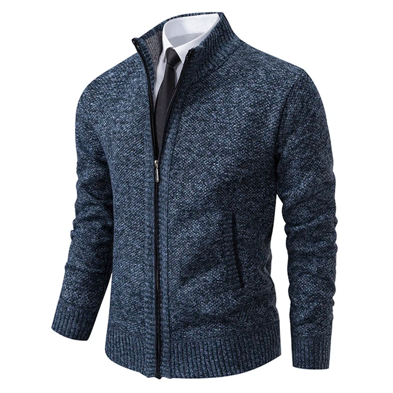 Men's Fleece Lined Stand Collar Zipper Jacket