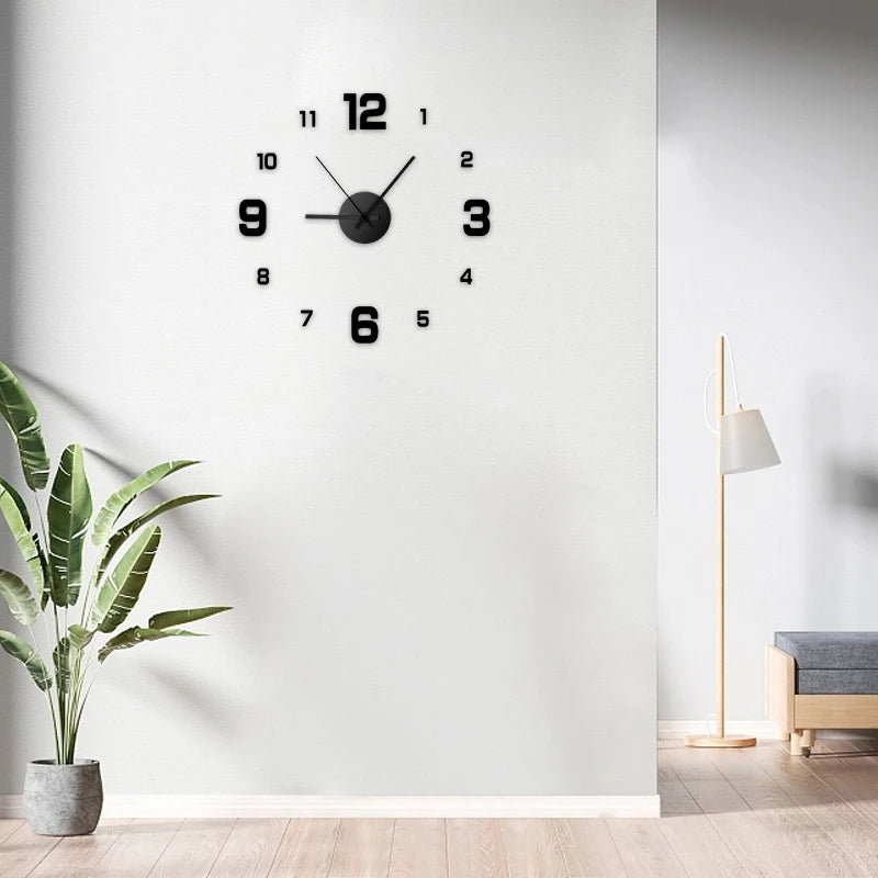 Frameless DIY Silent Wall Clock for Living Room or Office