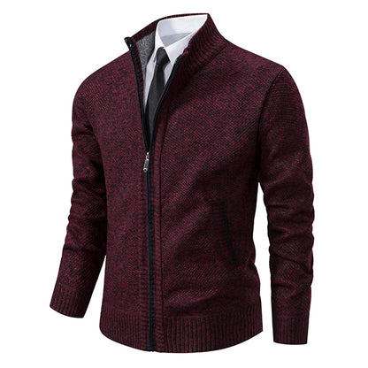 Men's Fleece Lined Stand Collar Zipper Jacket