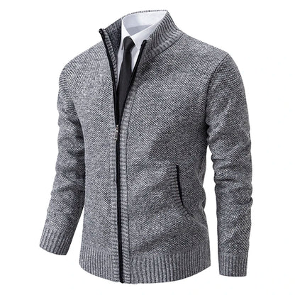 Men's Fleece Lined Stand Collar Zipper Jacket