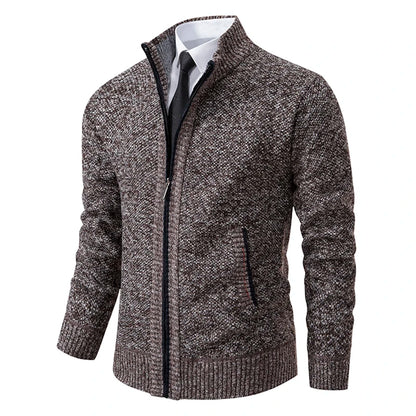 Men's Fleece Lined Stand Collar Zipper Jacket