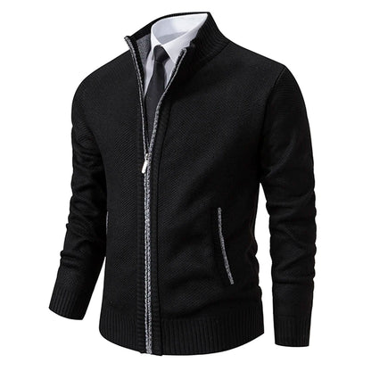 Men's Fleece Lined Stand Collar Zipper Jacket