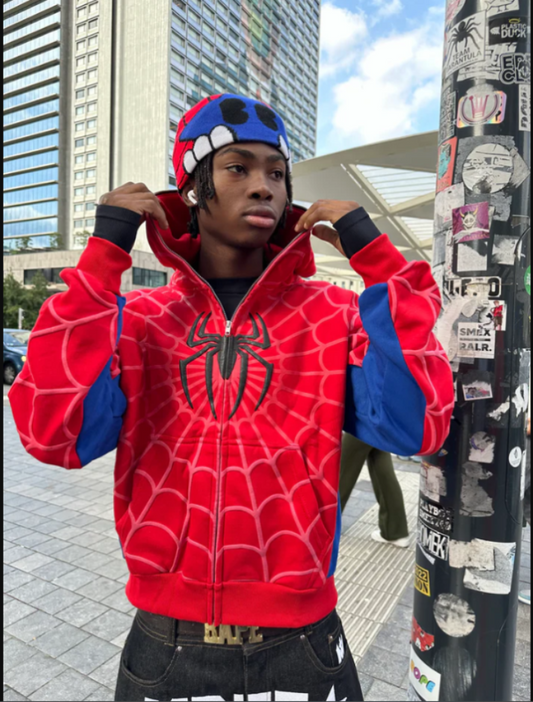 Spider web red hoodie