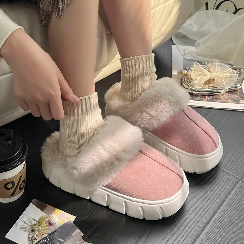 Fluffy Slippers with Thick Sole